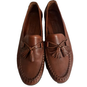 COLE HAAN Loafer Shoes Women's 9.5 B Brown Ferrah Leather Tassel Moc Toe Casual